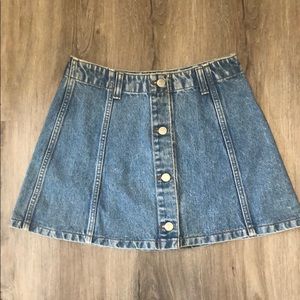 Button Front Denim Skirt